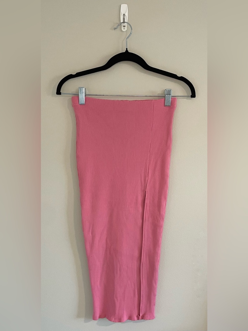 Lulus Ribbed Side Slit Midi Skirt, Pink, Size S, NWOT